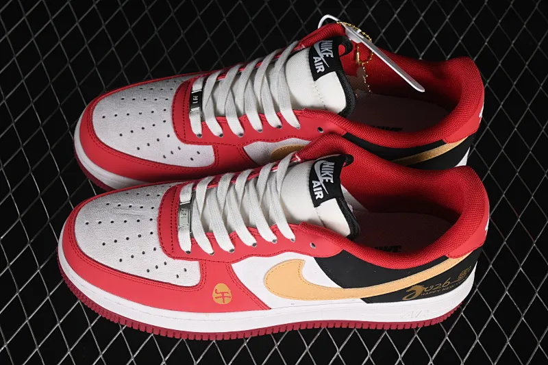 All categories Nk Air Force 1 Air Force series Nk Air Force 1 Low Air Force low top Nike Air Force 1'07 Low Year of the Horse limited edition red, black and gold contrast Air Force 1 low top casual sneakers JP2026-139